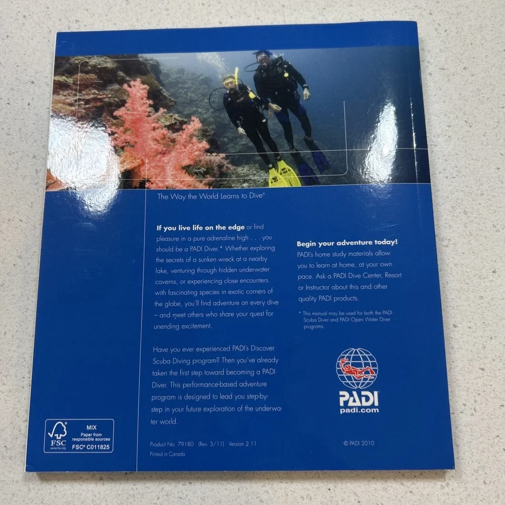 Padi 2012 Crew Diving Kit:Keep Diving Book/Open Water Manual/Padi Waterproof Bag